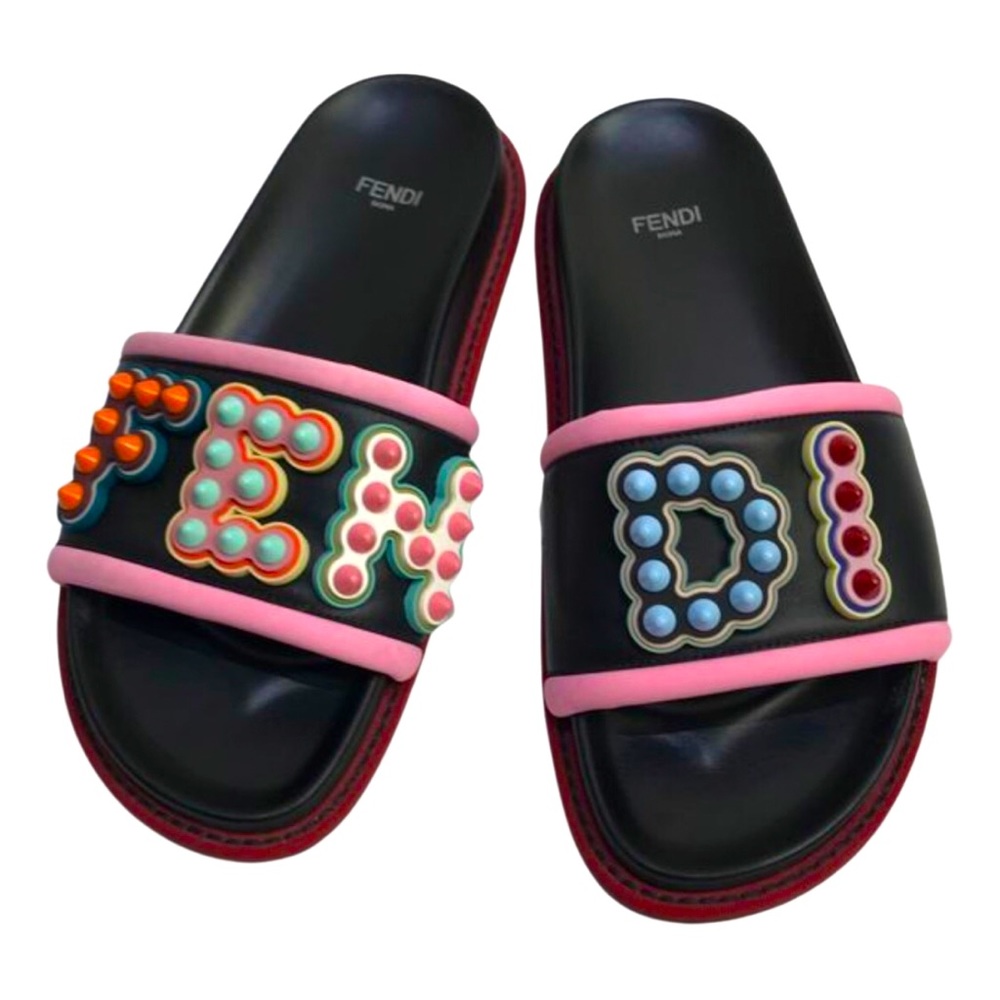 Fendi Leather Slide Sandals